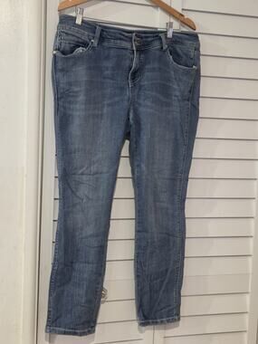 INC International Concepts Women's Boyfriend Tummy Control Blue Denim Jeans 14W